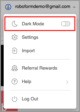 the option to enable Dark Mode on the Start Page