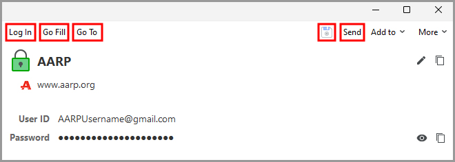 options for a Login in the RoboForm editor.